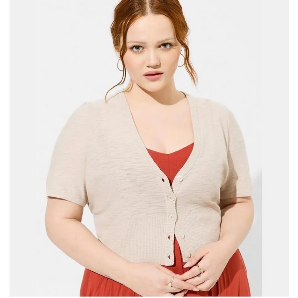 NWT Torrid (Sz. 1) Slub Cardigan Elbow Sleeve Shrug Sweater